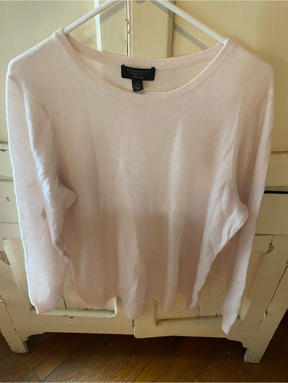 Charter Club Cashmere-Blend Crewneck Sweater in Soft Pink